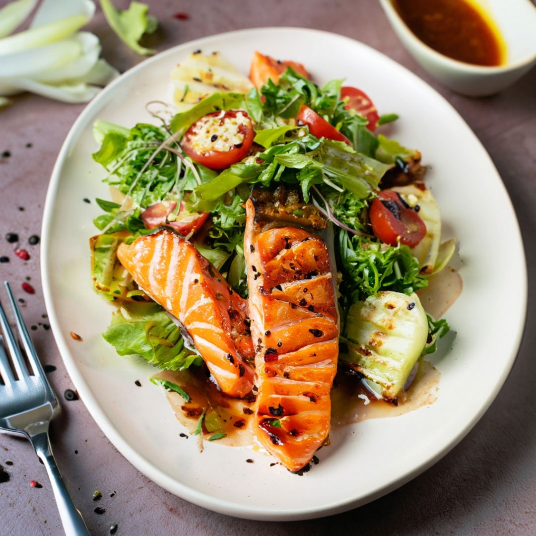 Chili Oil Salad Dressing with Salmon Salad - The Rooted Cache