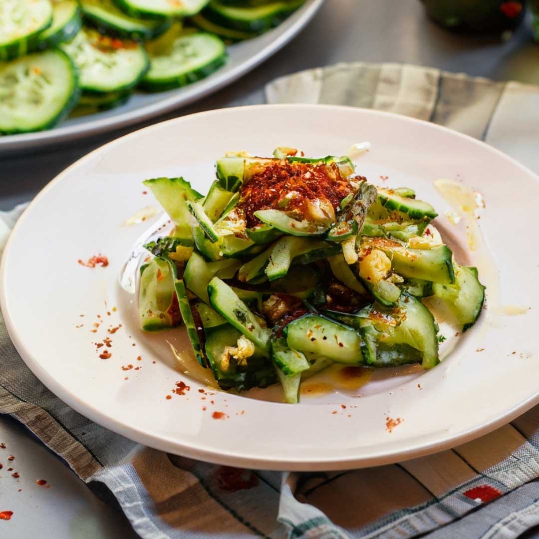 Smashed Spicy Cucumber Salad - The Rooted Cache